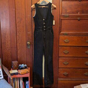 Anthropologie Pilco Black Denim Jumpsuit - Size 6 - NWT